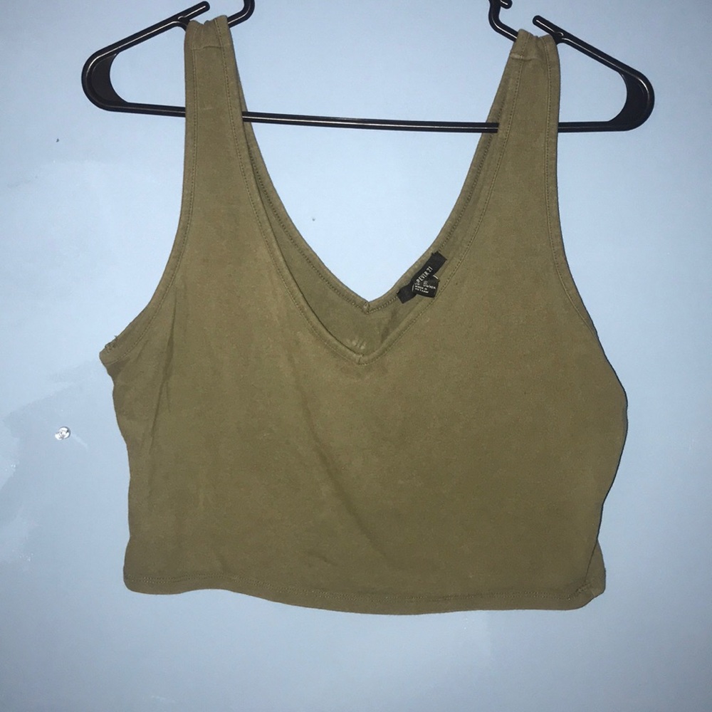 Army green crop top